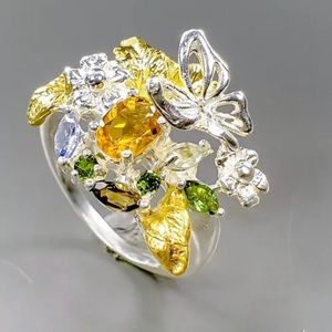 NATURAL NOT ENHANCED CITRINE RING 925 STERLING SILVER SIZE 7.75